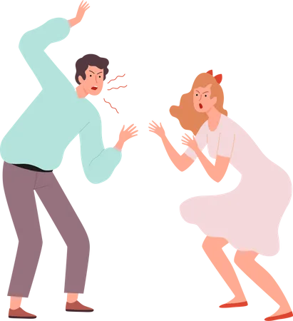 Couples Swear Family Quarrels Reconciliation Conflicts Romantic Illustration
