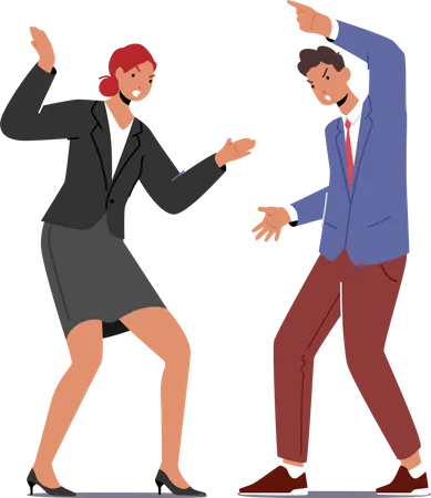 Male and female employee fighting Illustration