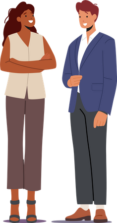 Male and Female employee standing together  Illustration