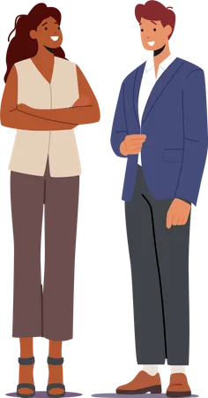 Male and Female employee standing together  Illustration