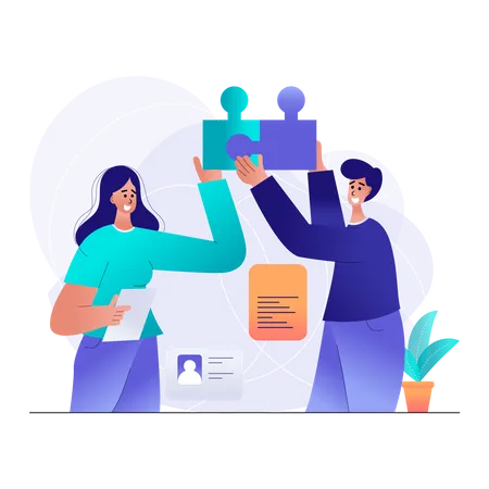 Male and Female employee working on a creative idea  Illustration