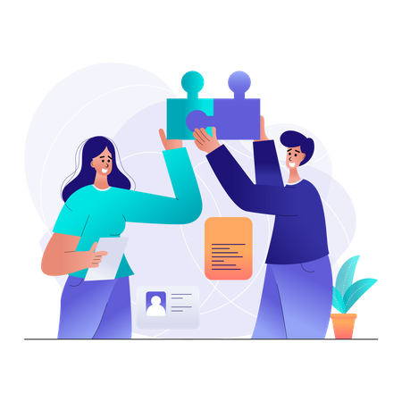 Male and Female employee working on a creative idea  Illustration