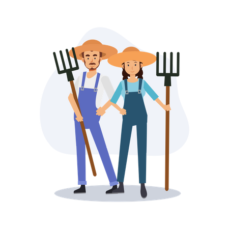 Best Premium Female farmer with shovel and watering can Illustration  download in PNG & Vector format