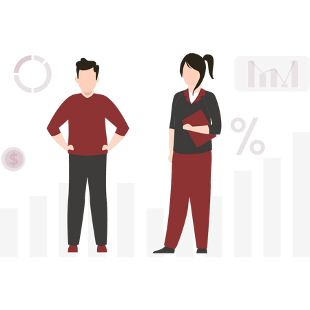 Male and female investor  Illustration