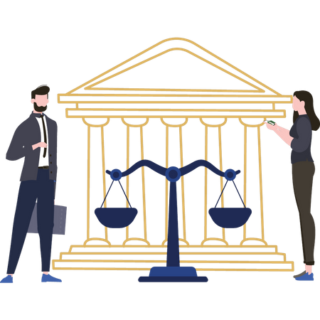 Male and female lawyers are ready for the case Illustration