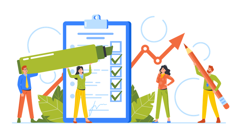 Male And Female Making Business Schedule  Illustration