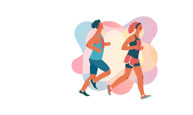 Male and female marathon runners  Illustration