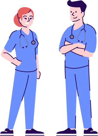 Male and female nurses Illustration