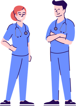 Male and female nurses  Illustration