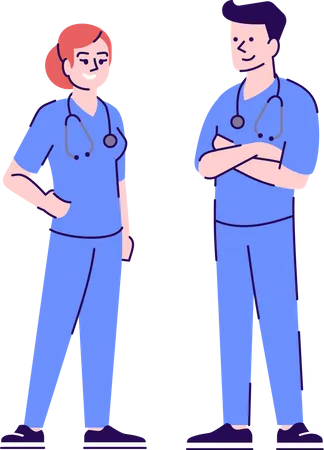 Male and female nurses  Illustration