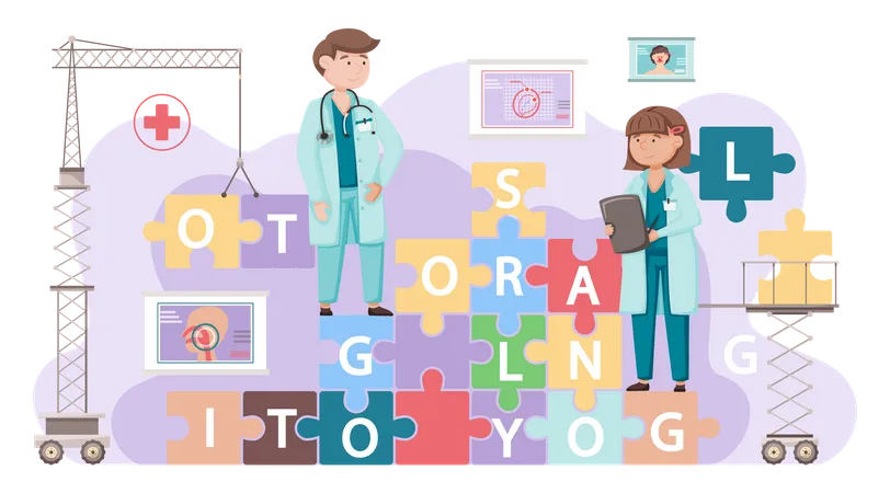 Male and Female Otology doctor  Illustration
