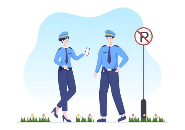 Male and Female Police officer  Illustration