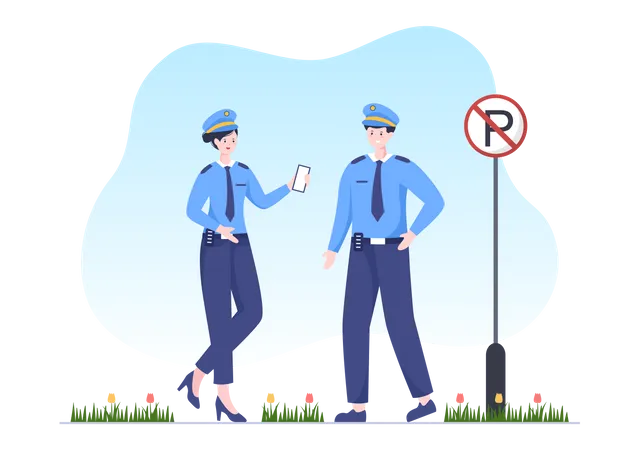 Male and Female Police officer  Illustration