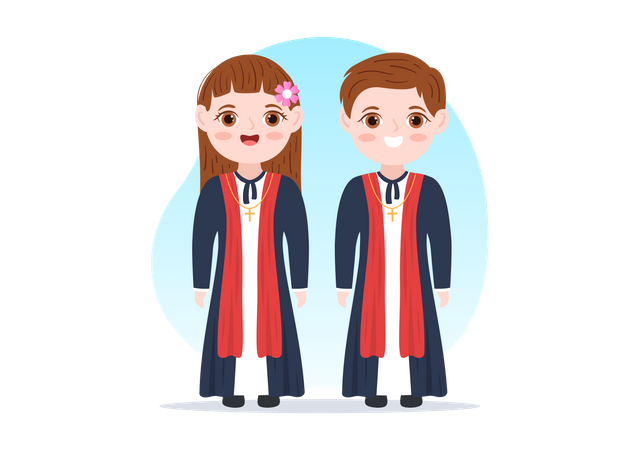Male and female Priest  Illustration
