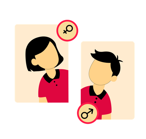 Male and Female Profile Cards with Gender  Illustration