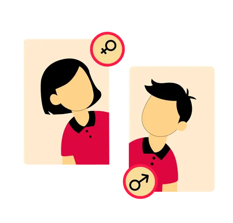 Male and Female Profile Cards with Gender  Illustration