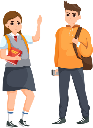 Male and female Student  イラスト