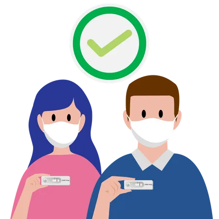 Male And Female Using Rapid Antigen Test Kit And Result Are Positive COVID 19 Self Test By ATK Home Use Flat Vector Illustration Character Illustration