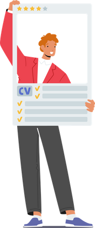 Male applicant with CV Illustration
