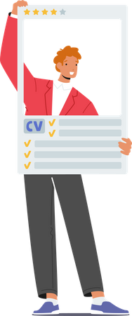 Male applicant with CV  Illustration