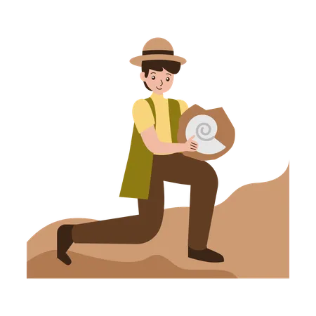 Male archaeologist Archaeological Study  Illustration