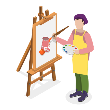 Male artist making painting  Illustration