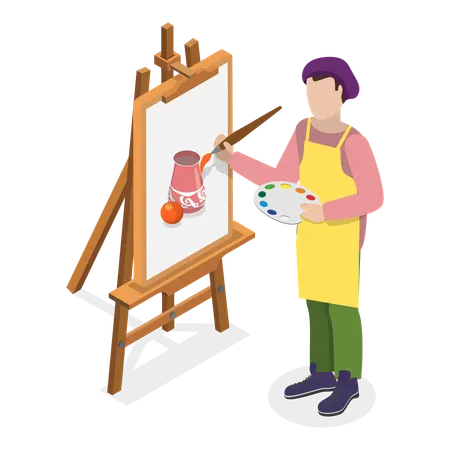Male artist making painting  Illustration