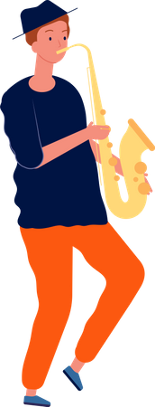 Male artist playing saxophone Illustration