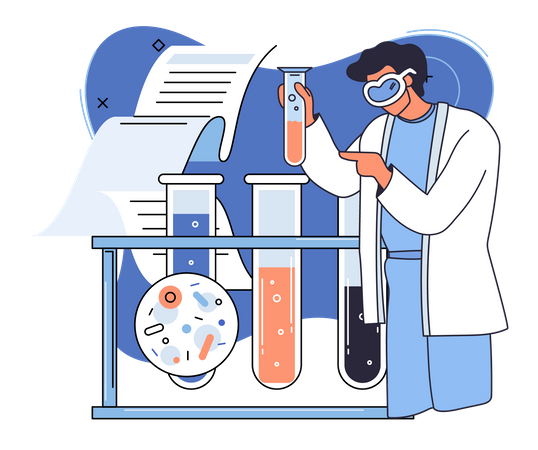 Male assistant experiment in lab Illustration