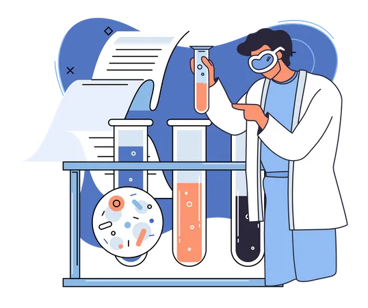 Male assistant experiment in lab  Illustration