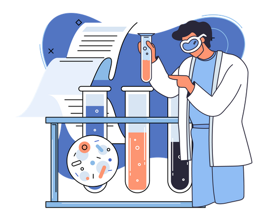 Male assistant experiment in lab  Illustration