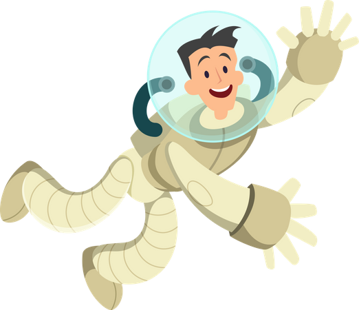 Male astronaut in spacesuit floating  Illustration