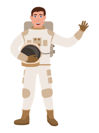 Male Astronaut Saying Hello Illustration