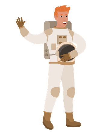 Male Astronaut Saying Hello Illustration