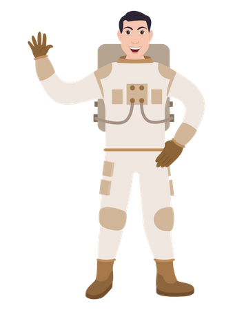 Male Astronaut Saying Hello  Illustration