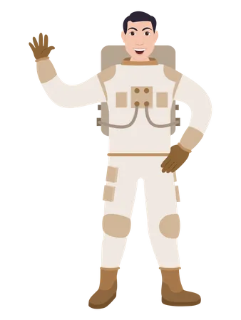 Male Astronaut Saying Hello  Illustration