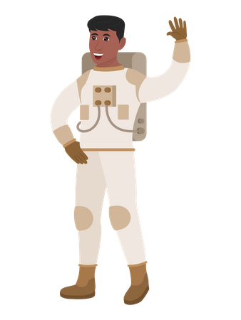 Male Astronaut Saying Hello  Illustration