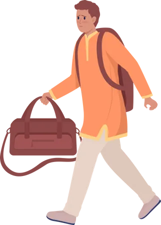 Male asylum-seeker with luggage and backpack Illustration