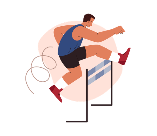 Male athlete doing hurdle jump  Illustration