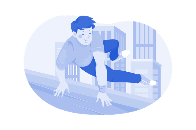 Male athlete doing parkour  Illustration