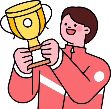 Male Athlete holding trophy  Illustration