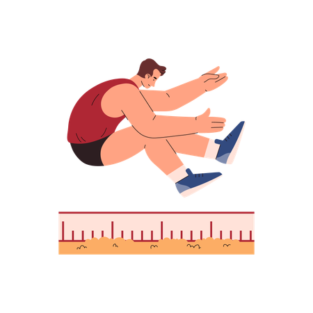 Male athlete in long jump pose  Illustration