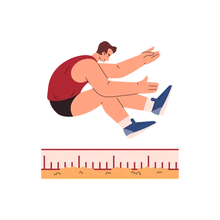 Male athlete in long jump pose  Illustration