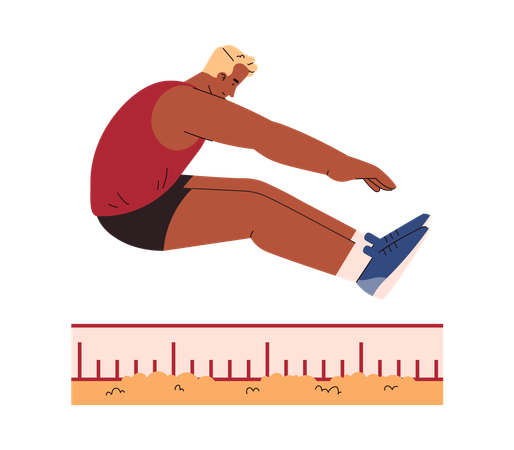 Male athlete in long jump pose  Illustration