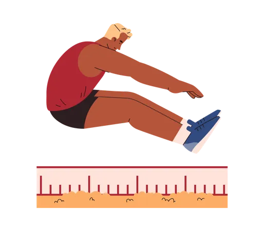 Male athlete in long jump pose  Illustration