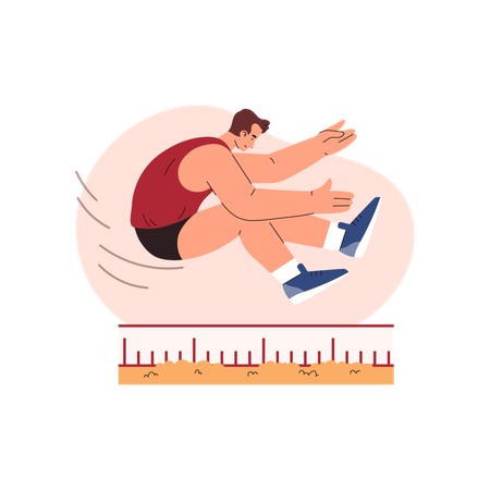 Male athlete in long jump pose  Illustration