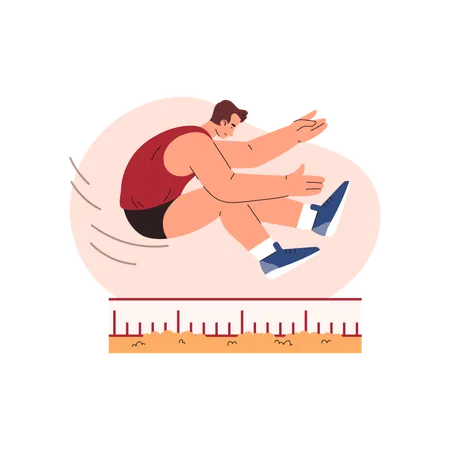 Male athlete in long jump pose  Illustration