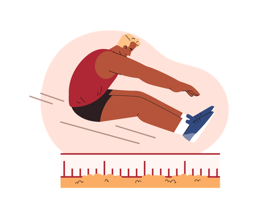 Male athlete in long jump pose  Illustration