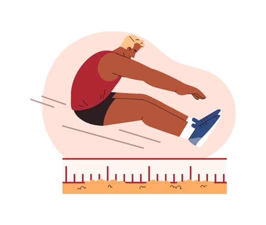 Male athlete in long jump pose  Illustration