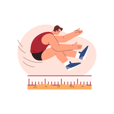 Male athlete in long jump pose  Illustration